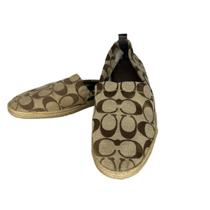 Coach Mellow Signature Jacquard C Loafer espadrille shoes khaki/brown size 7.5
